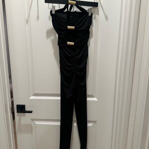 Fashion Nova Black Jumpsuit with Gold Details